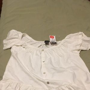 White cropped off shoulders